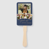 5 Foto Einfache Graduation Navy Blue und Gold Fächer (Vorderseite)