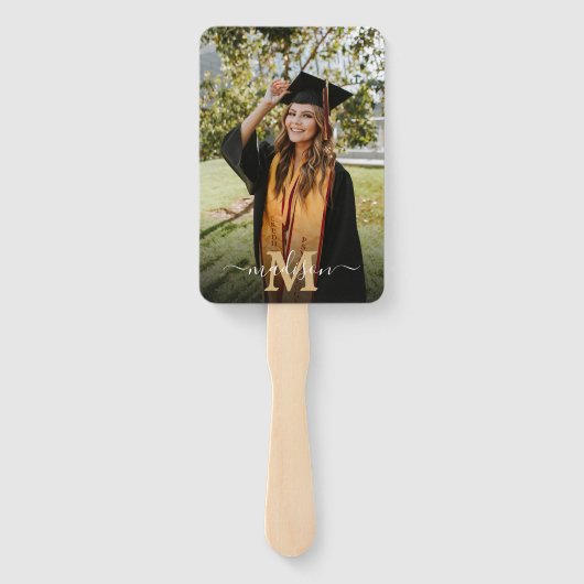 5 Foto Einfache Graduation Navy Blue und Gold Fächer (Rückseite)