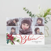 5 Foto Elegant Poinsettia Weihnachten BELIEVE (Stehend Vorderseite)