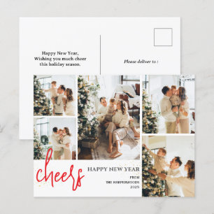 5 Foto Elegantes Script Modernes Glück Neues Jahr Feiertagspostkarte