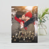 5 FOTO Frohe Weihnachten Gold Sparkle Gruß (Stehend Vorderseite)