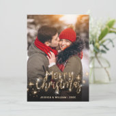 5 FOTO Frohe Weihnachten Gold Sparkle Gruß Holi (Stehend Vorderseite)