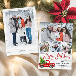 5 Foto Frohe Weihnachten Rote Farm-Lastwagen