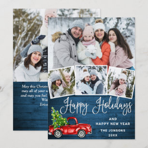5 Foto Frohe Weihnachten Rotes Bauernhof-LKW