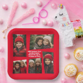 5 Foto Funky Retro Frame mit Text - Rot Pappteller (Party)