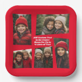 5 Foto Funky Retro Frame mit Text - Rot Pappteller (Vorderseite)