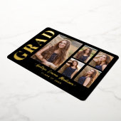 5 Foto Grad Collage Black & Gold Foil Card Folieneinladung (Gedreht)