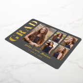 5 Foto Grad Collage Grau & Gold Foil Card Folieneinladung (Gedreht)