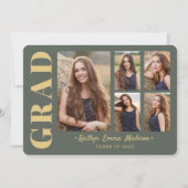 5 Foto Grad Collage Modernes Drehbuch und Gold Ankündigung (Vorderseite)