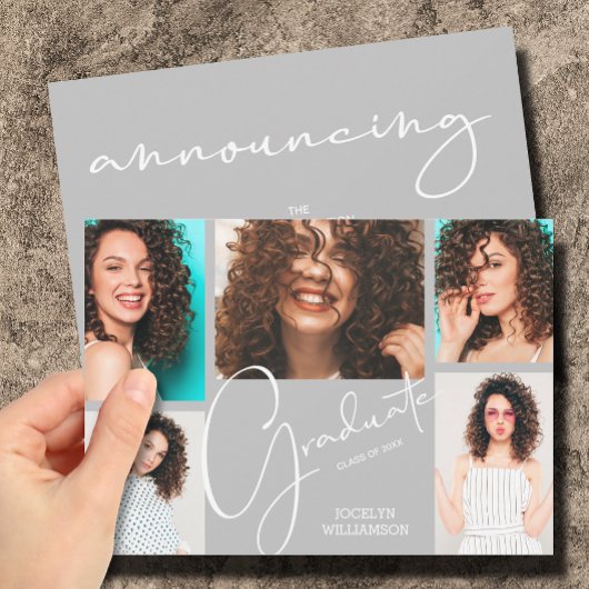 5 Foto Grau Abschluss Einladung