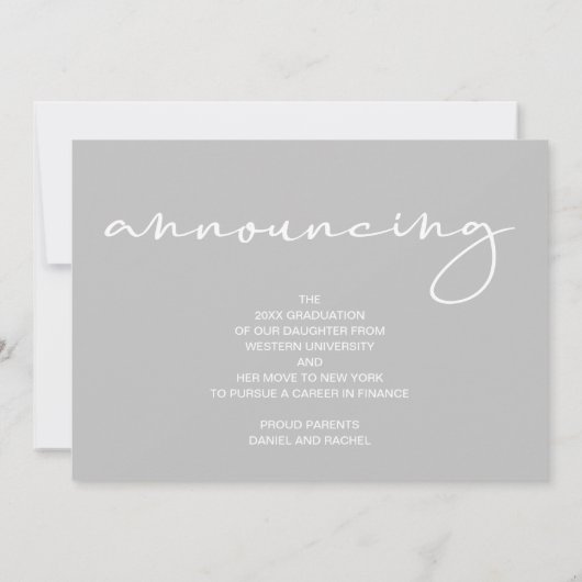 5 Foto Grau Abschluss Einladung (Rückseite)