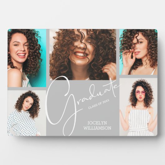 5 Foto Grau Abschluss Keepake Fotoplatte (Vorderseite)