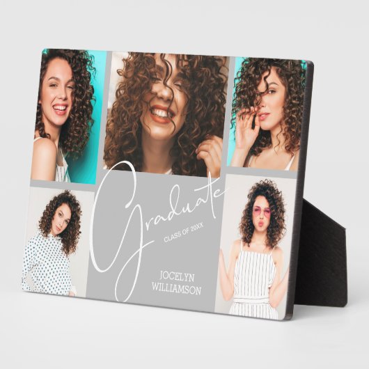 5 Foto Grau Abschluss Keepake Fotoplatte (Seite)