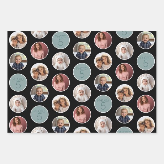 5-Foto-Grenzstreifen - Schwarz-weiß Geschenkpapier Set (Vorderseite)