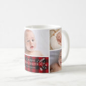 5 Foto Happy Holidays Buffalo Kariert Personalisie Kaffeetasse (VorderseiteRechts)