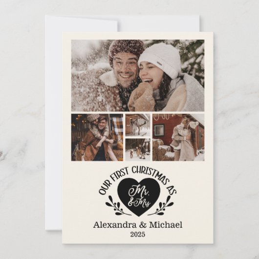5 Foto Herz Erste Weihnachten als Mr & Mrs. (Vorderseite)