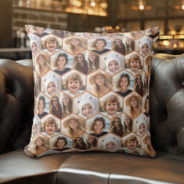 5 Foto Hexagon Honeycomb Muster Collage Kissen (Custom Photo Pillow)