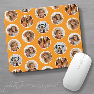 5-Foto-Kreisrand-Collage - Orange Weiß Mousepad