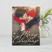 5 FOTO Modernes Goldenes Weihnachtsgrüßen Feiertagskarte (Stehend Vorderseite)