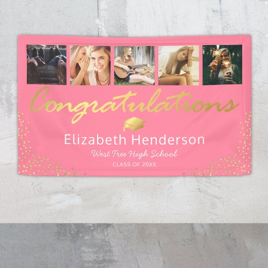 5 Foto Pink Gold Graduation Party Banner