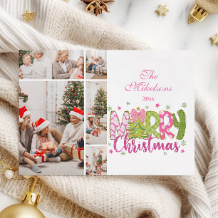 5 Foto Pink Grüne Schleife Baum Frohe Weihnachten