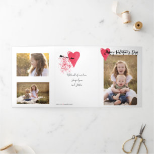 5 Foto Red Valentine Day Trifold Card Dreifach Gefaltete Urlaubskarte