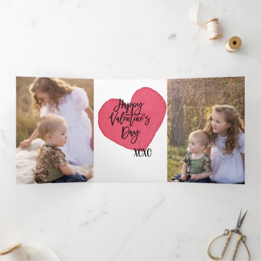 5 Foto Red Valentine Day Trifold Card Dreifach Gefaltete Urlaubskarte (Innenseite)