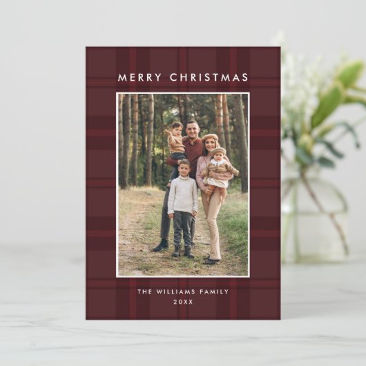 5 Foto Retro Weihnachten Karierte Gruß (Stehend Vorderseite)