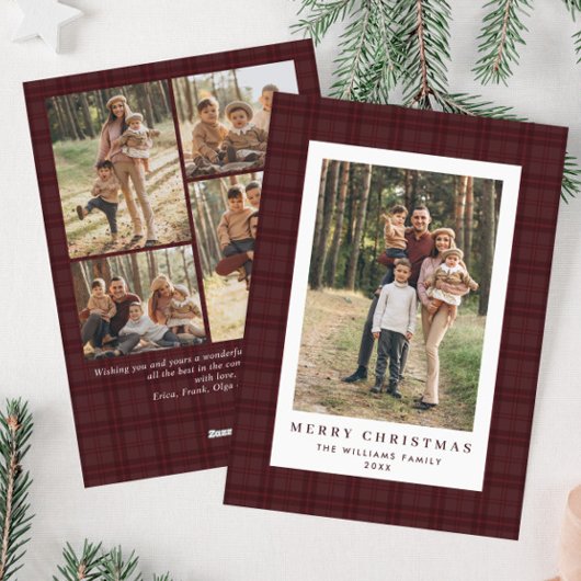 5 Foto Retro Weihnachten Karierte Gruß