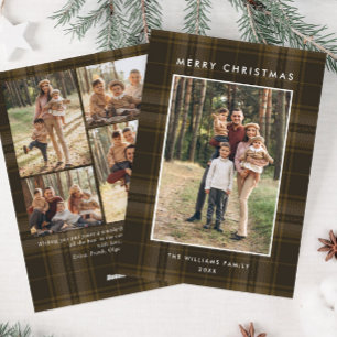 5 Foto Retro Weihnachten Karierte Gruß