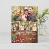 5 FOTO Retro Weihnachten Roter LKW Rustikaler Gruß (Stehend Vorderseite)