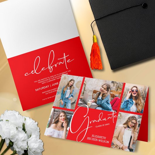 5 Foto Roter Abschluss Einladung
