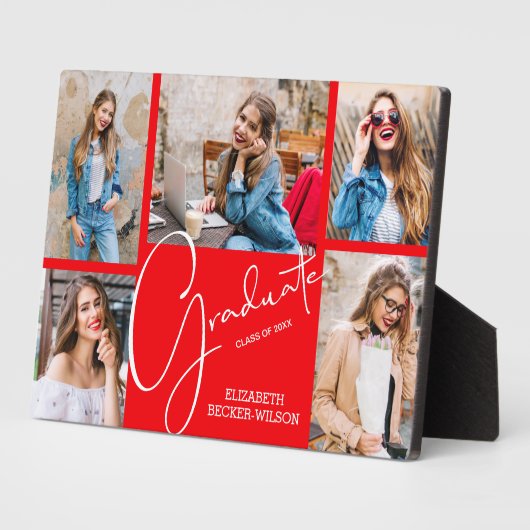 5 Foto Roter Abschluss Keepake Fotoplatte (Seite)