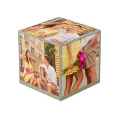 5 Foto Sage Green Gold Verlobung Würfel (Vorderseite Schrägansicht)