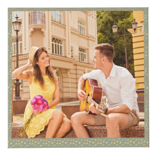 5 Foto Sage Green Gold Verlobung Würfel (Vorderseite)