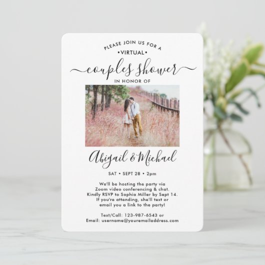 5 Foto Virtual Coups Brautparty per Mail Einladung (Stehend Vorderseite)