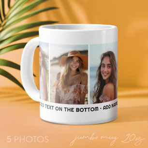 5-Foto-Vorlage Modernes Minimaler Text unter Foto Jumbo-Tasse