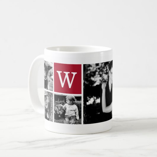 5-Foto-Vorlage Personalisiertes Monogramm Kaffeetasse (Vorderseite Links)