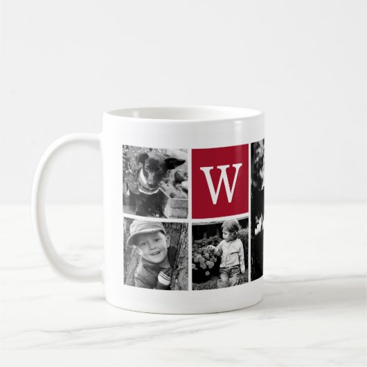 5-Foto-Vorlage Personalisiertes Monogramm Kaffeetasse (Links)