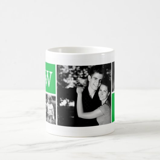 5-Foto-Vorlage Personalisiertes Monogramm Kaffeetasse (Mittel)