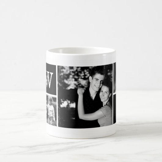 5-Foto-Vorlage Personalisiertes Monogramm Kaffeetasse (Mittel)