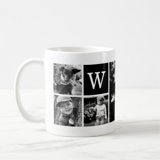5-Foto-Vorlage Personalisiertes Monogramm Kaffeetasse (Links)