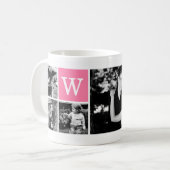 5-Foto-Vorlage rosa Monogramm Kaffeetasse (Vorderseite Links)