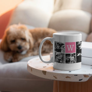 5-Foto-Vorlage rosa Monogramm Kaffeetasse