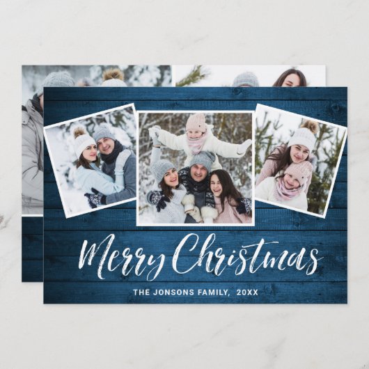 5 FOTO Weihnachten Rustikal Blauer Wald Gruß (Vorne/Hinten)