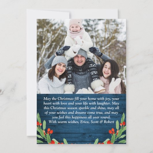 5 FOTO Weihnachten Rustikal Blauer Wald Gruß (Rückseite)