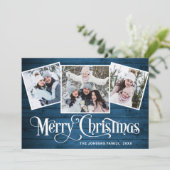 5 FOTO Weihnachten Rustikal Blauer Wald Gruß (Stehend Vorderseite)