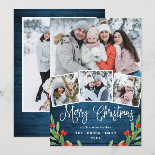 5 FOTO Weihnachten Rustikal Blauer Wald Gruß (Vorne/Hinten)