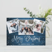 5 FOTO Weihnachten Rustikal Blauer Wald Gruß (Stehend Vorderseite)