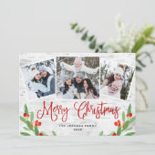 5 FOTO Weihnachten Rustikale Birch Bark Gruß (Stehend Vorderseite)